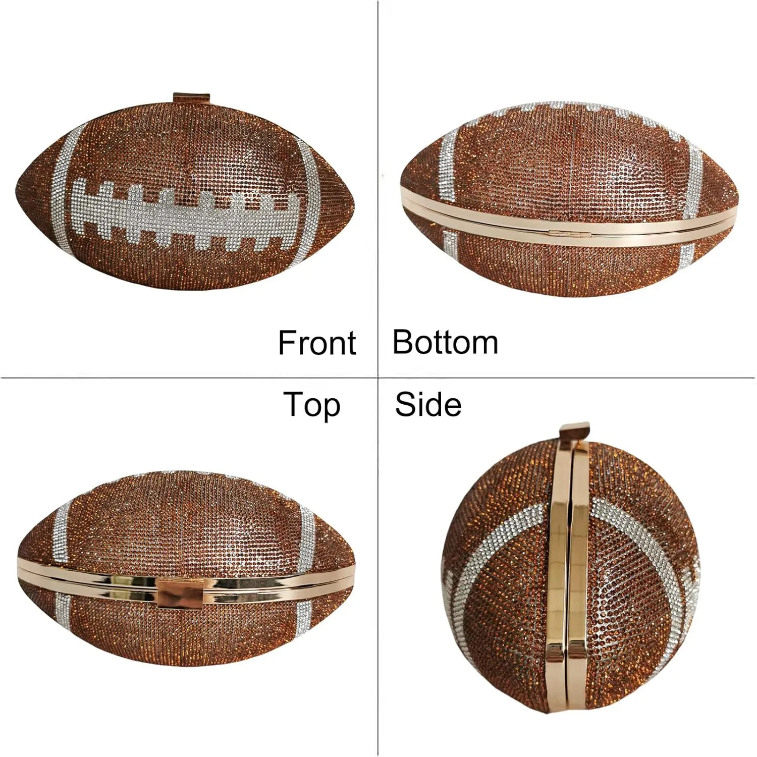 Women Football Shaped Crossbody Shoulder Bag Rugby Clutch Handbag Unique Novelty Football Purse