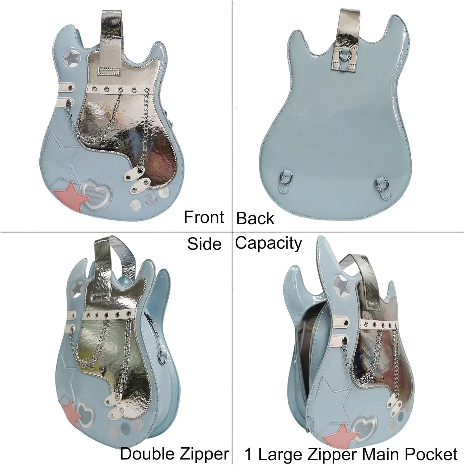 Women Guitar Shaped Backpack Unique Crossbody Shoulder Bag PU Leather Novelty Guitar Purse