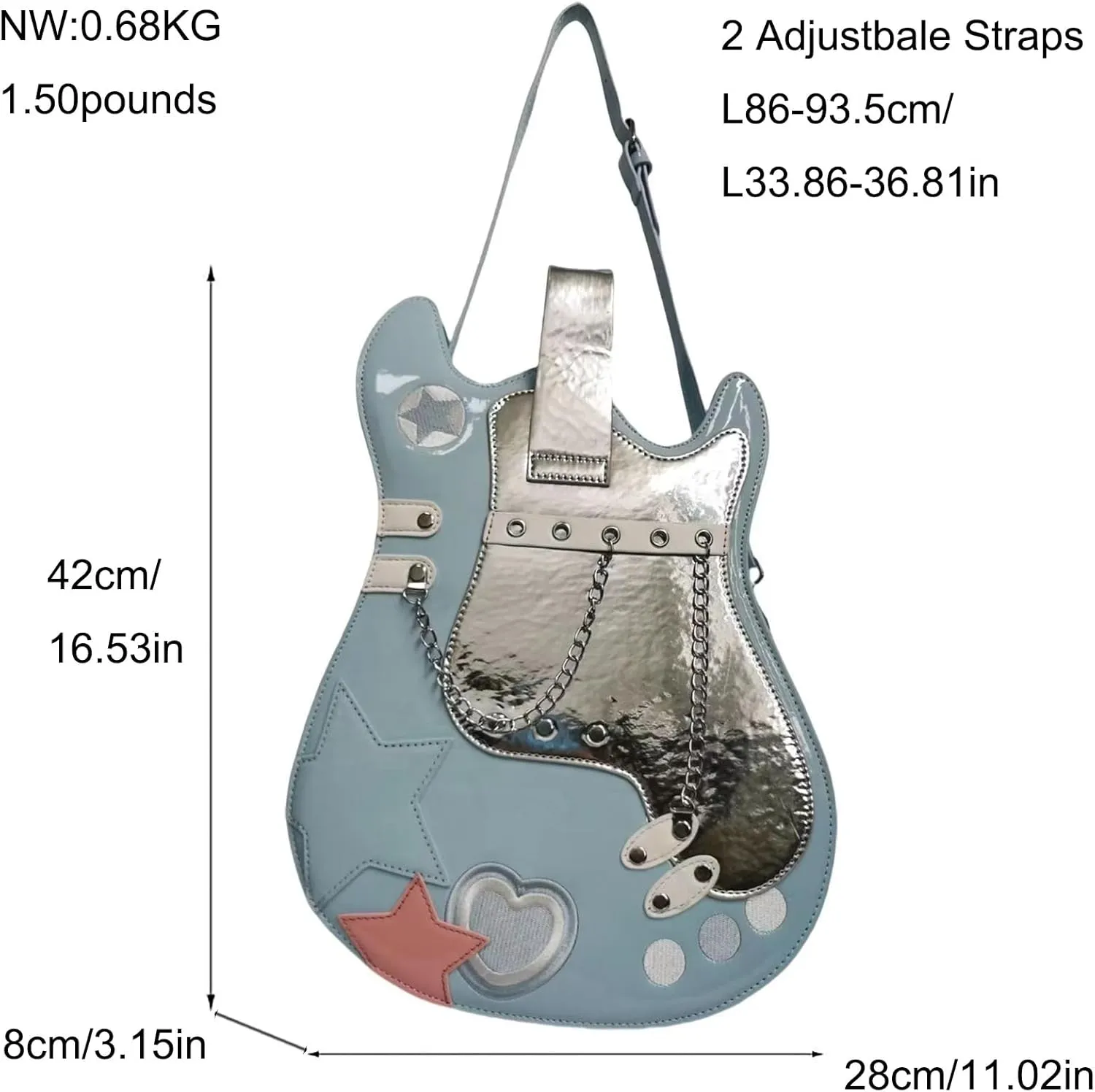 Women Guitar Shaped Backpack Unique Crossbody Shoulder Bag PU Leather Novelty Guitar Purse