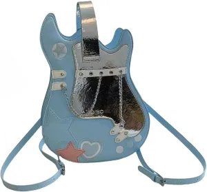 Women Guitar Shaped Backpack Unique Crossbody Shoulder Bag PU Leather Novelty Guitar Purse