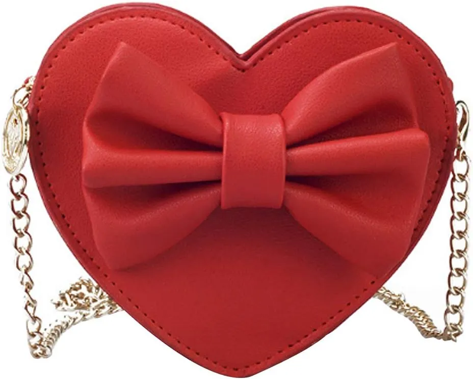 Women Mini Bow Heart Shape Purse Evening Clutch Handbag Chain Crossbody Shoulder Bag