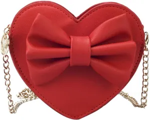 Women Mini Bow Heart Shape Purse Evening Clutch Handbag Chain Crossbody Shoulder Bag
