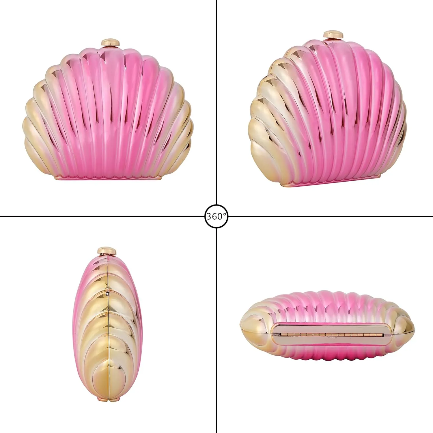 Women Seashell Evening Bag Purse Mermaid Chain Strap Clutch Handbag Shoulder Bag