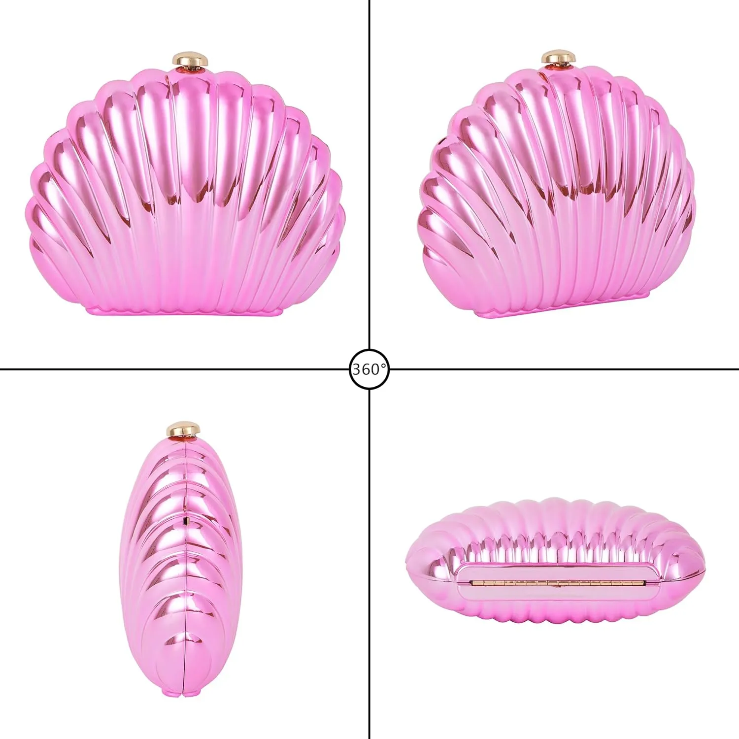 Women Seashell Evening Bag Purse Mermaid Chain Strap Clutch Handbag Shoulder Bag