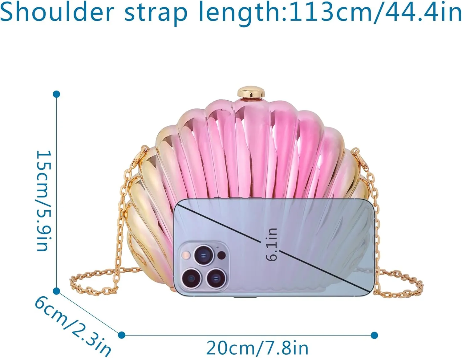 Women Seashell Evening Bag Purse Mermaid Chain Strap Clutch Handbag Shoulder Bag