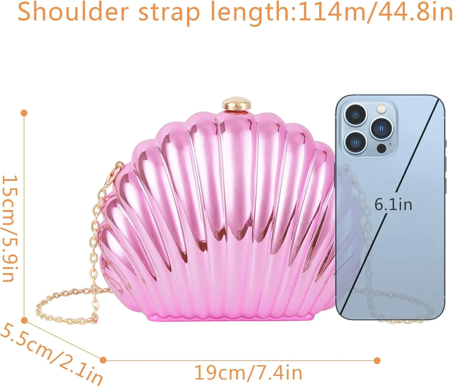 Women Seashell Evening Bag Purse Mermaid Chain Strap Clutch Handbag Shoulder Bag