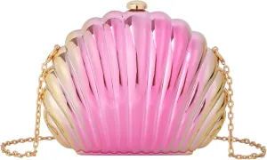 Women Seashell Evening Bag Purse Mermaid Chain Strap Clutch Handbag Shoulder Bag
