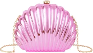 Women Seashell Evening Bag Purse Mermaid Chain Strap Clutch Handbag Shoulder Bag