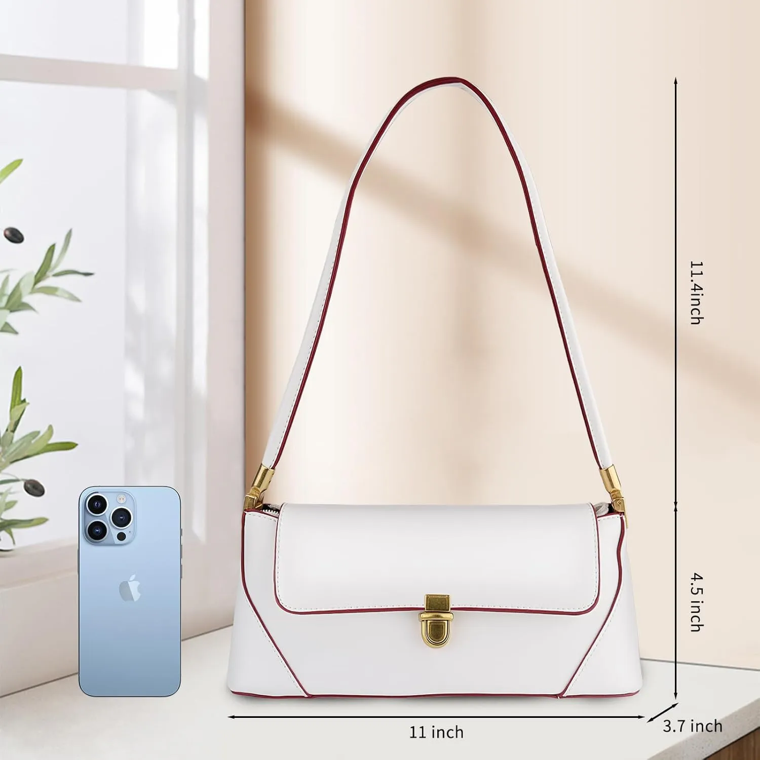 Women Shoulder Bags Vintage Leather Handbag Fashion Classic Small Purse Clutch Hobo Purse Retro Buckle Closure