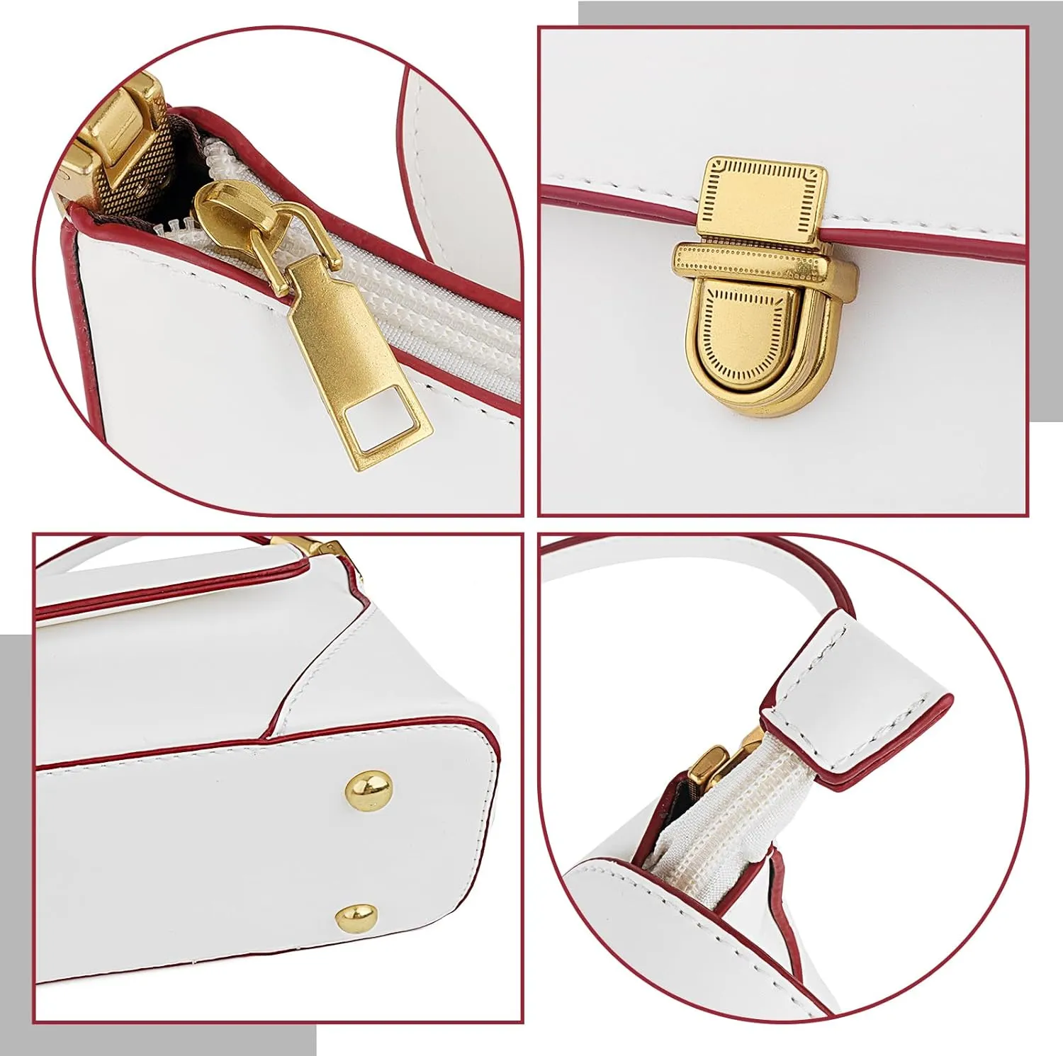 Women Shoulder Bags Vintage Leather Handbag Fashion Classic Small Purse Clutch Hobo Purse Retro Buckle Closure