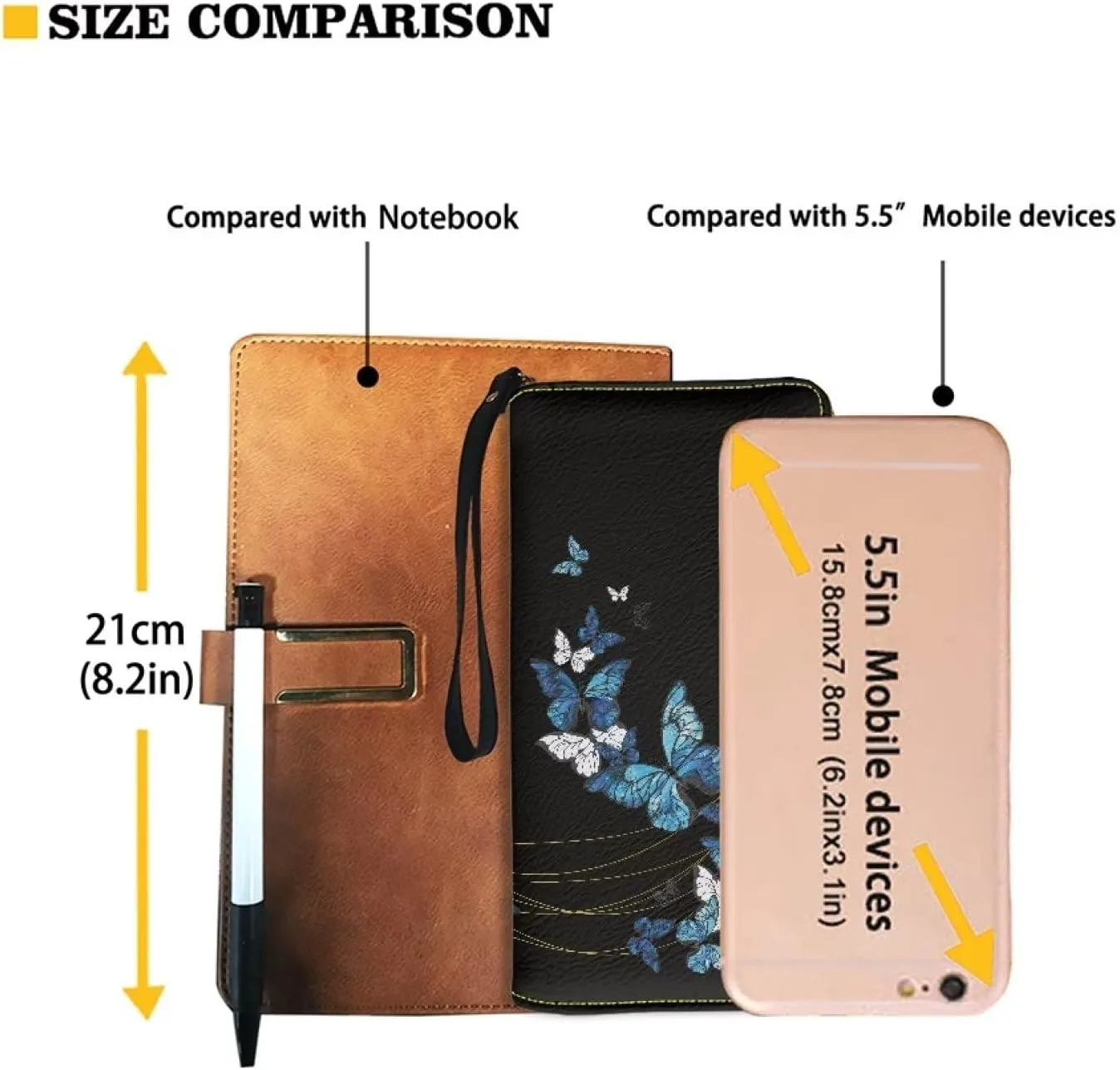 Women's Butterfly Wallet RFID Blocking Zip Around Clutch Wristlet Clutch Wallet for Women Ladies, Portable Travel Purse Card Holder