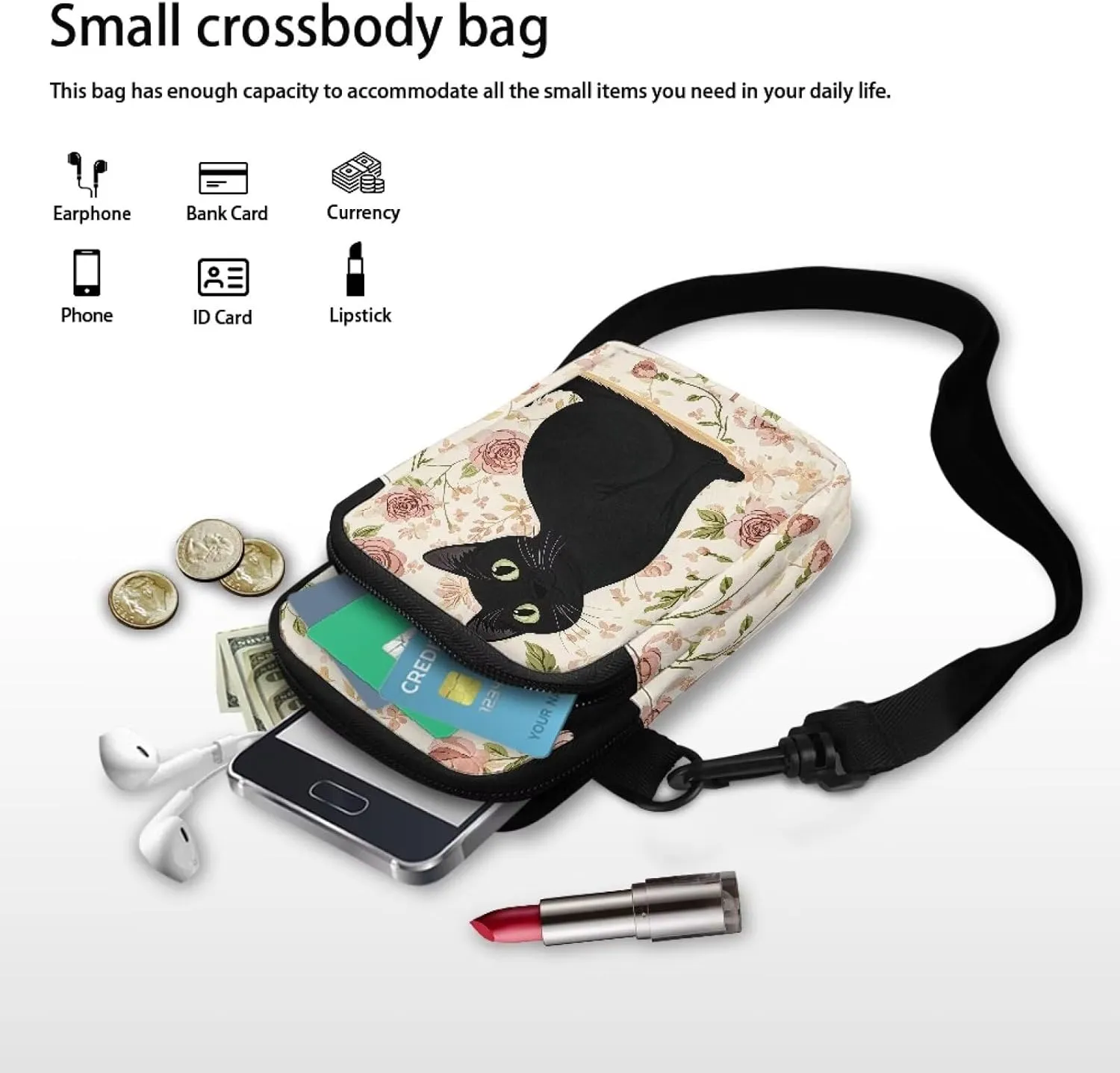 Women's Double Layer Shoulder Bag with Adjustable Strap Multi Zipper Pocket Crossbody Purse Satchel Clutch Handbag