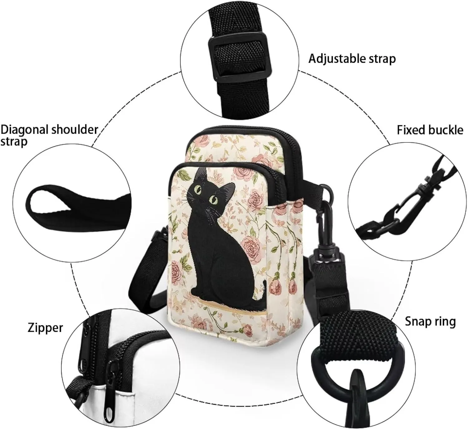 Women's Double Layer Shoulder Bag with Adjustable Strap Multi Zipper Pocket Crossbody Purse Satchel Clutch Handbag