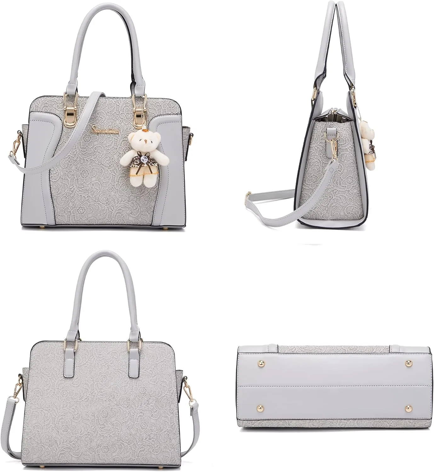 Women's Fashion Handbags Tote Bags Shoulder Bag Top Handle Satchel Purse Set 4pcs