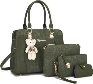 Women's Fashion Handbags Tote Bags Shoulder Bag Top Handle Satchel Purse Set 4pcs
