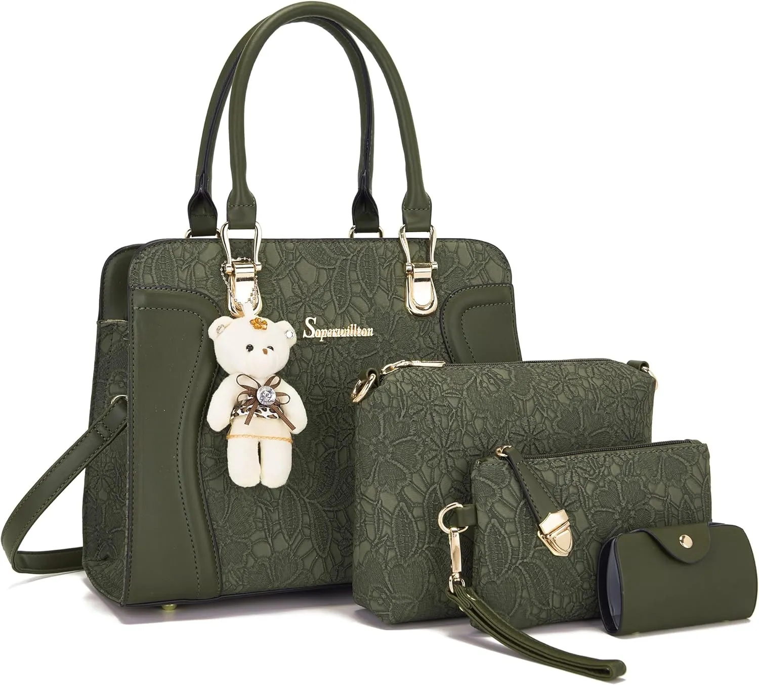 Women's Fashion Handbags Tote Bags Shoulder Bag Top Handle Satchel Purse Set 4pcs
