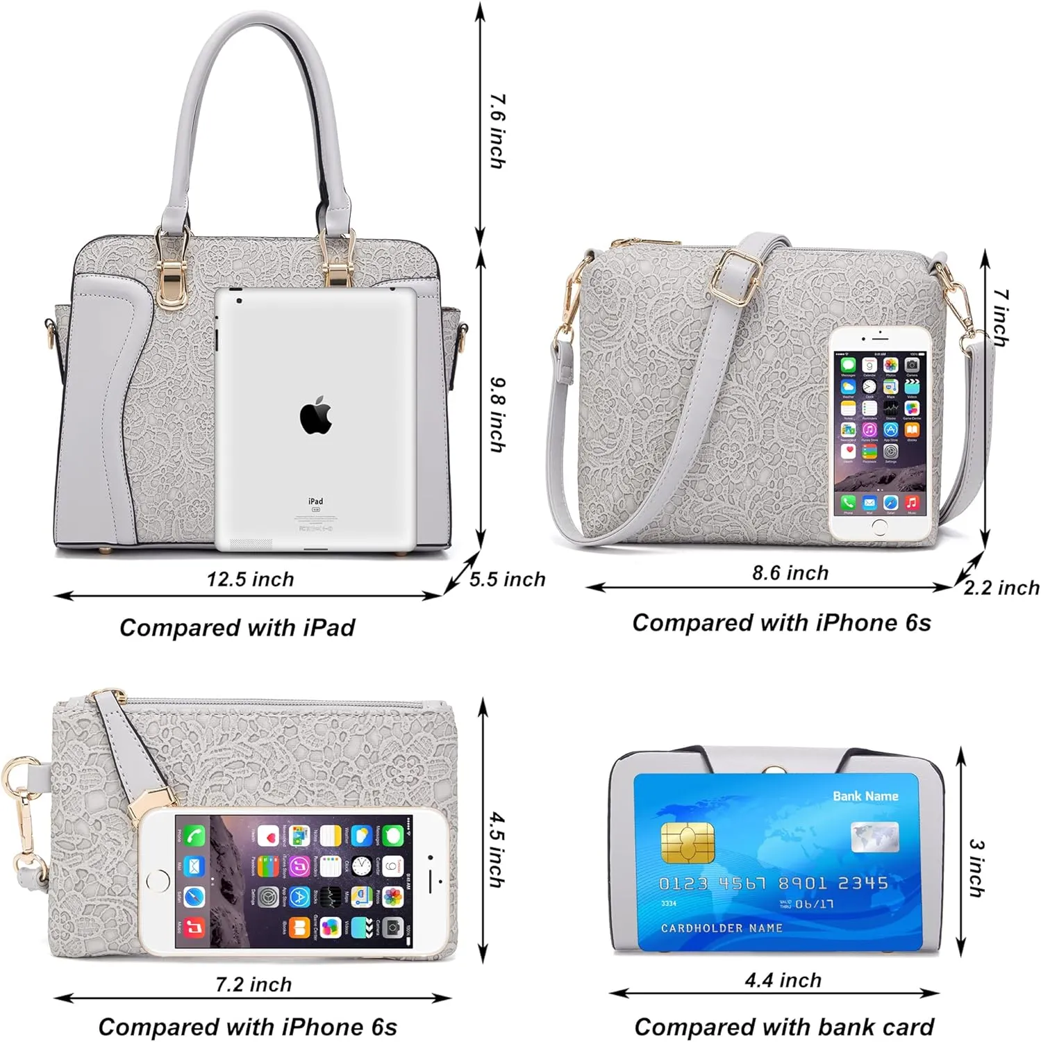 Women's Fashion Handbags Tote Bags Shoulder Bag Top Handle Satchel Purse Set 4pcs