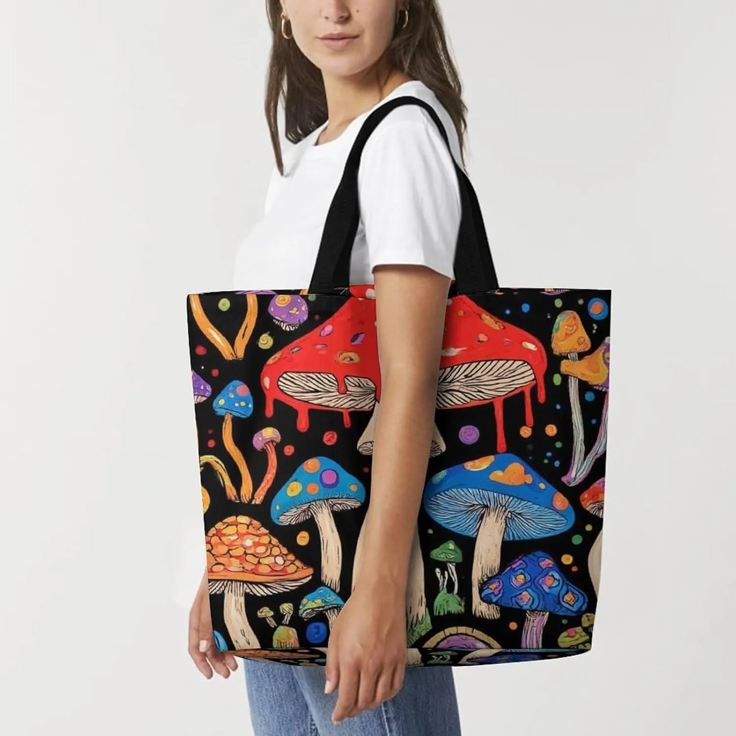 Womens Grocery Bag, Large Capacity Tote Bags Portable Reusable Shopping Shoulder Bag