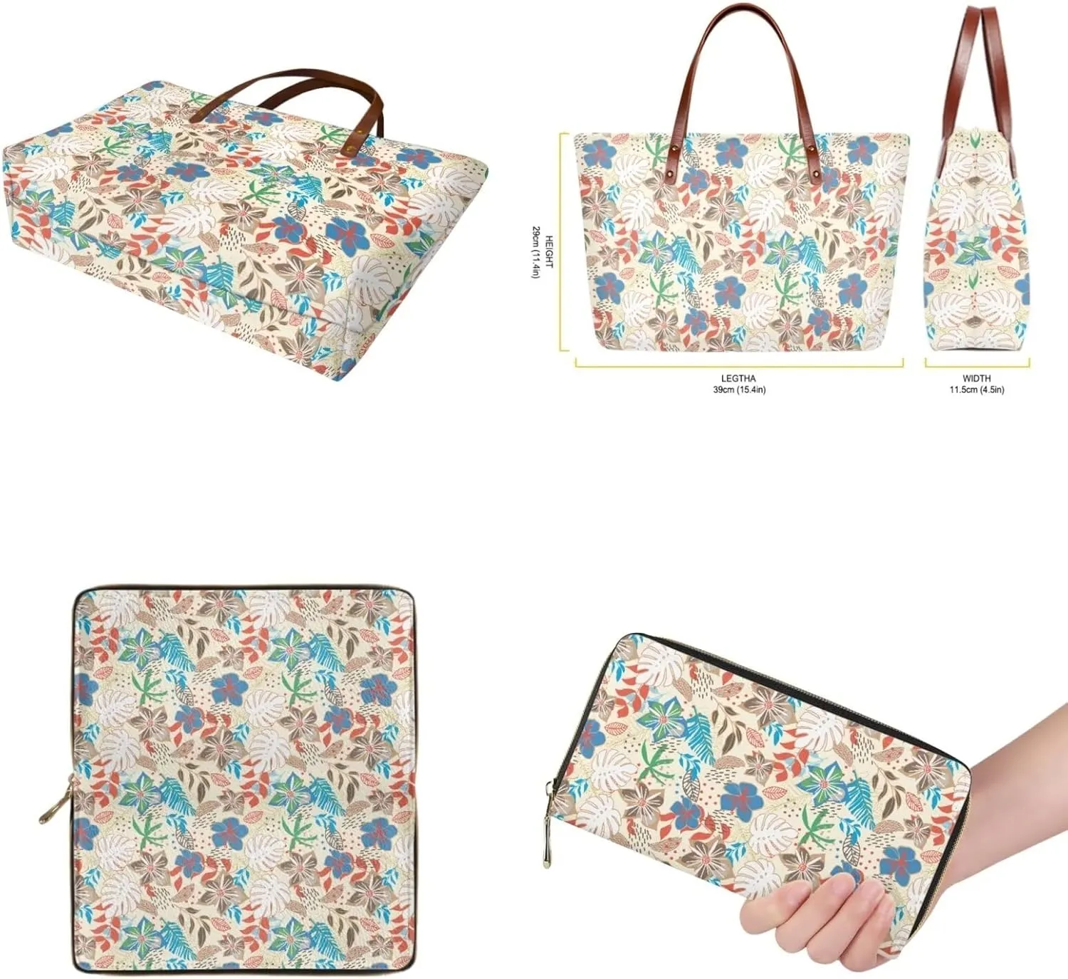 Womens Handbag with Matching Wallet Large Tote Bag Casual Shoulder Tote Bag with PU Clutch Wallet Purse