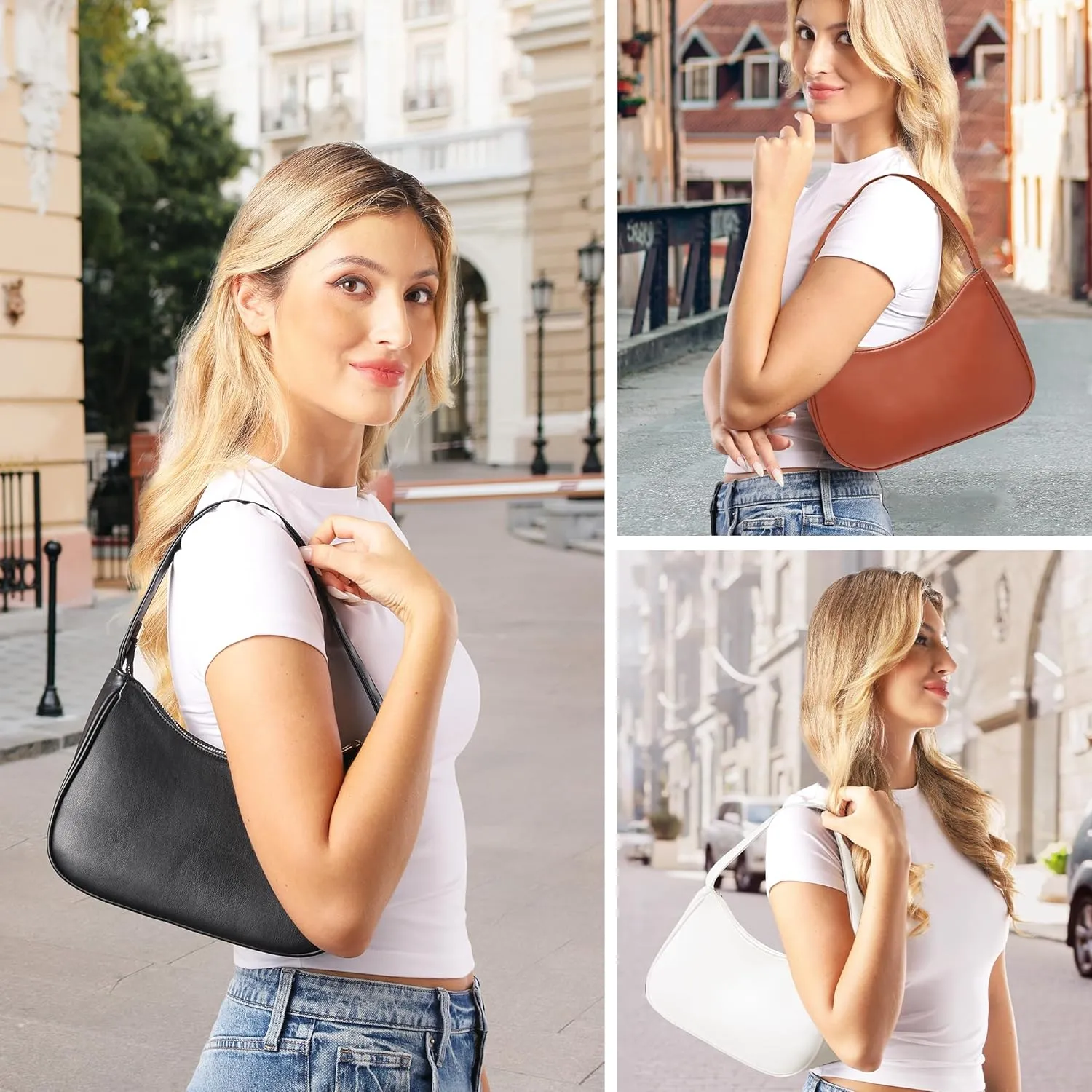 Women's Shoulder Bags, Small Hobo Tote Elegant Clutch Purse with Zipper Closure