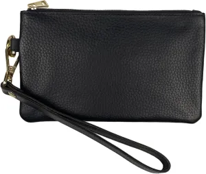 Women's Slim Leather RFID Blocking Wristlet Clutch Wallet Purse with Detachable Wrist Strap - Pebble Grain