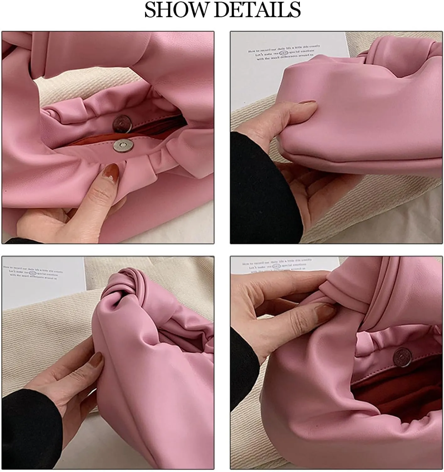 Women's Wrinkled Leather Cloud Shape Knotted Handbag Fashion Y2K Dumpling Underarm Hobo Clutch Purse for Party Shopping (Light green)