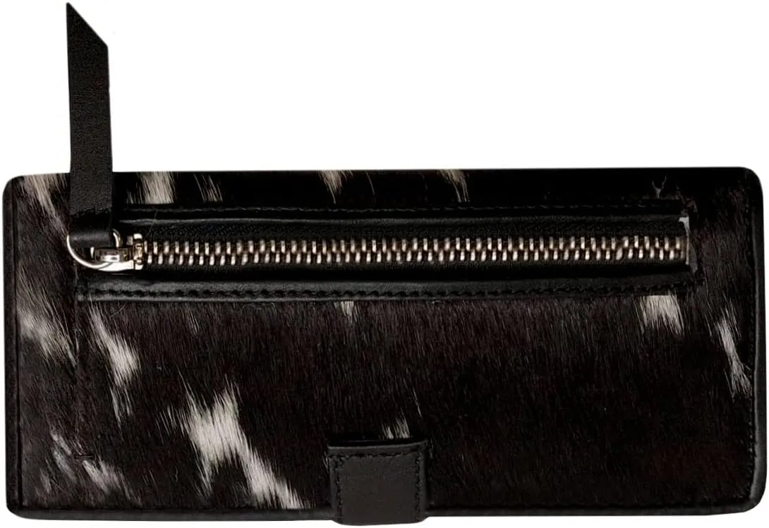 Womens Zipper Wristlet Cowhide Clutch Real Leather Hair on Wallet Western Purse, Handbag Organizer for women