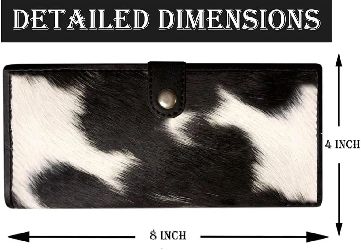 Womens Zipper Wristlet Cowhide Clutch Real Leather Hair on Wallet Western Purse, Handbag Organizer for women