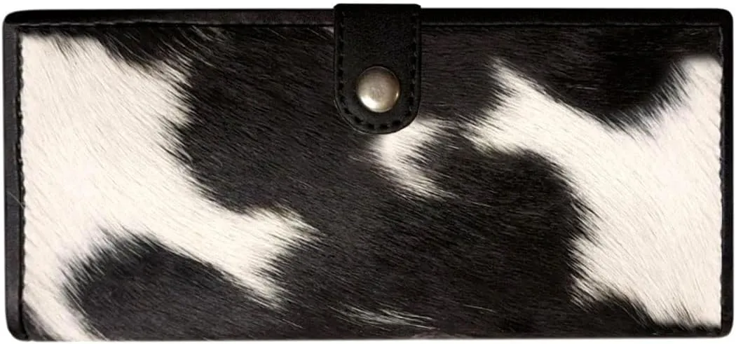Womens Zipper Wristlet Cowhide Clutch Real Leather Hair on Wallet Western Purse, Handbag Organizer for women