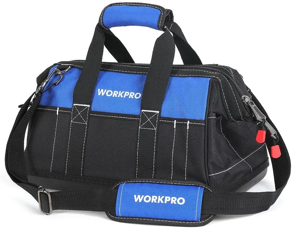 WORKPRO 16-inch Wide Mouth Tool Bag with Water Proof Molded Base