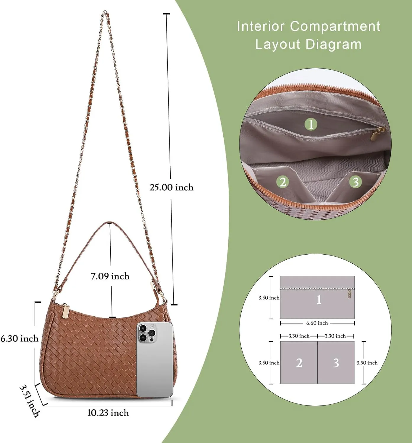 Woven Shoulder Bag for Women Gifts Detachable Strap Vegan Leather Hobo Handbag Purses Quilted Crossbody Crescent Mini Clutch