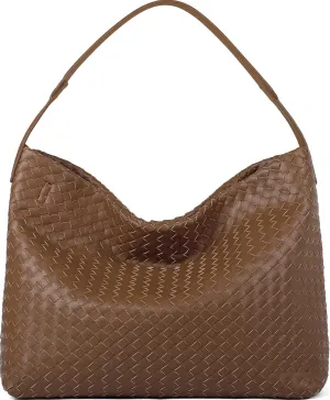 Woven Tote Bag for Women, Lightweight Vegan Leather Crossbody Purse Large shoulder handbag for Travel, Work