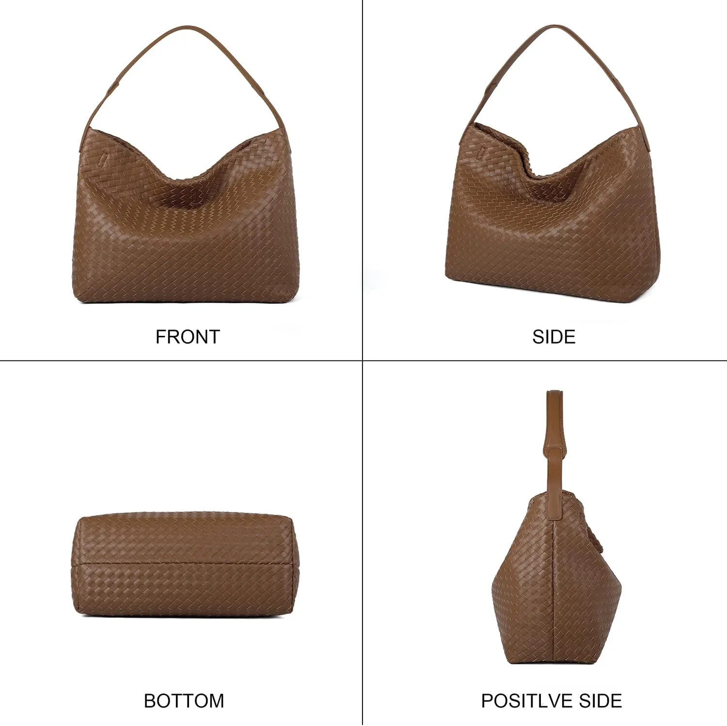 Woven Tote Bag for Women, Lightweight Vegan Leather Crossbody Purse Large shoulder handbag for Travel, Work