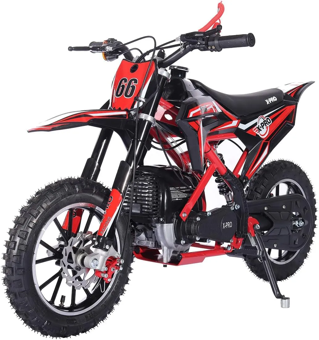 X-PRO Hawk Mini Dirt Bike, Gas Power 4 Stroke, 40CC Pit Bike, Pull Start, 10" Wheels! (Red)