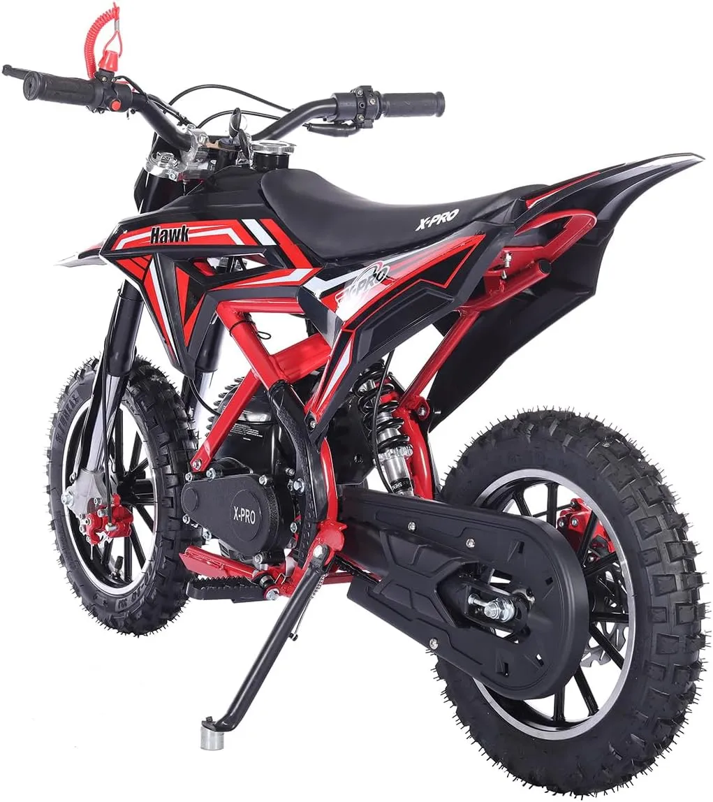 X-PRO Hawk Mini Dirt Bike, Gas Power 4 Stroke, 40CC Pit Bike, Pull Start, 10" Wheels! (Red)