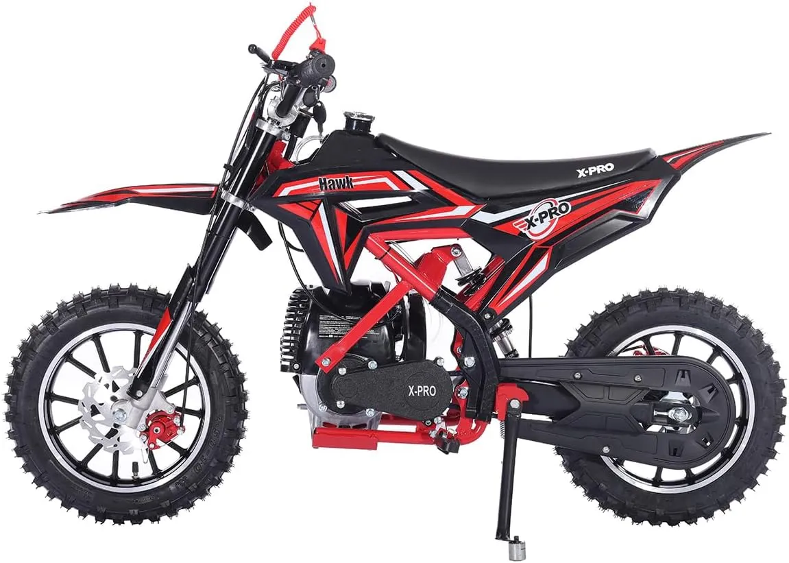X-PRO Hawk Mini Dirt Bike, Gas Power 4 Stroke, 40CC Pit Bike, Pull Start, 10" Wheels! (Red)