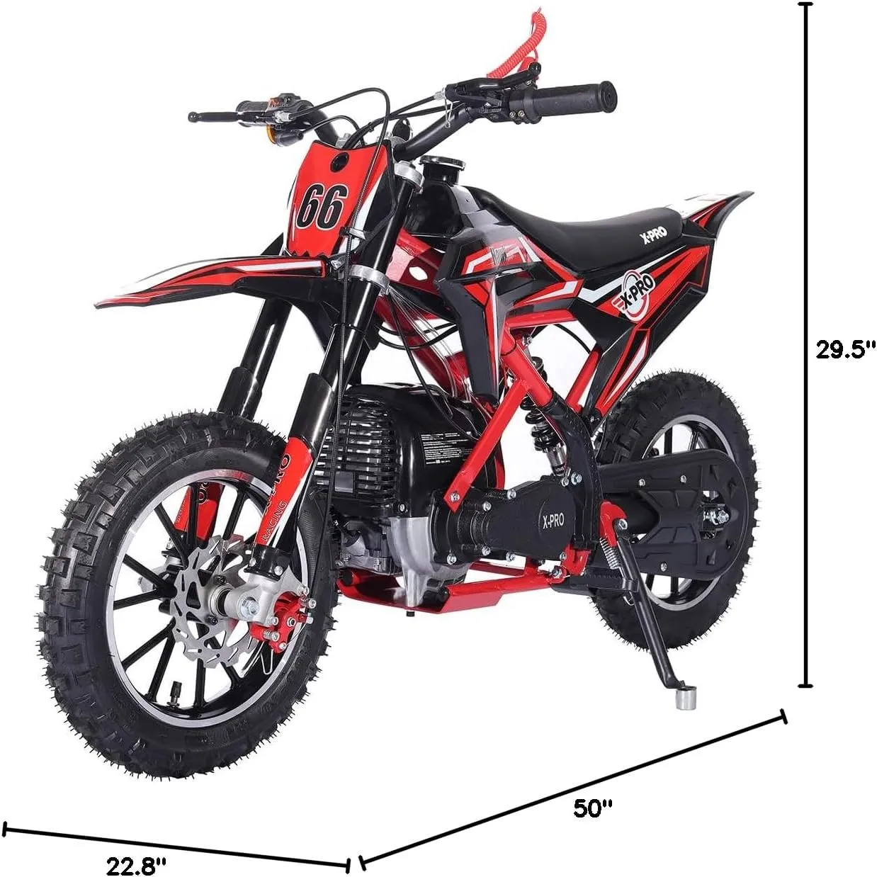 X-PRO Hawk Mini Dirt Bike, Gas Power 4 Stroke, 40CC Pit Bike, Pull Start, 10" Wheels! (Red)