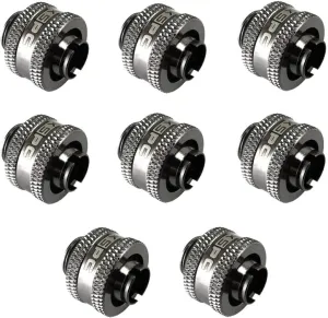 XSPC G1/4" Compression Fitting for 3/8" ID - 1/2" OD Flexible Tubing V2, Black Chrome, 8-Pack