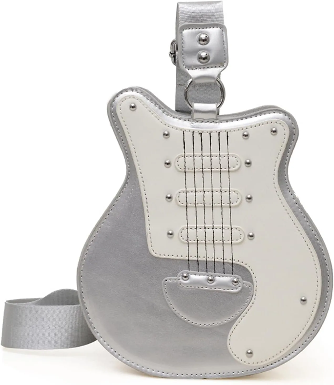 Y2k Style Vintage Guitar Shaped Bag for Girls and Women, Creative PU Leather Music Punk Crossbody Handbag