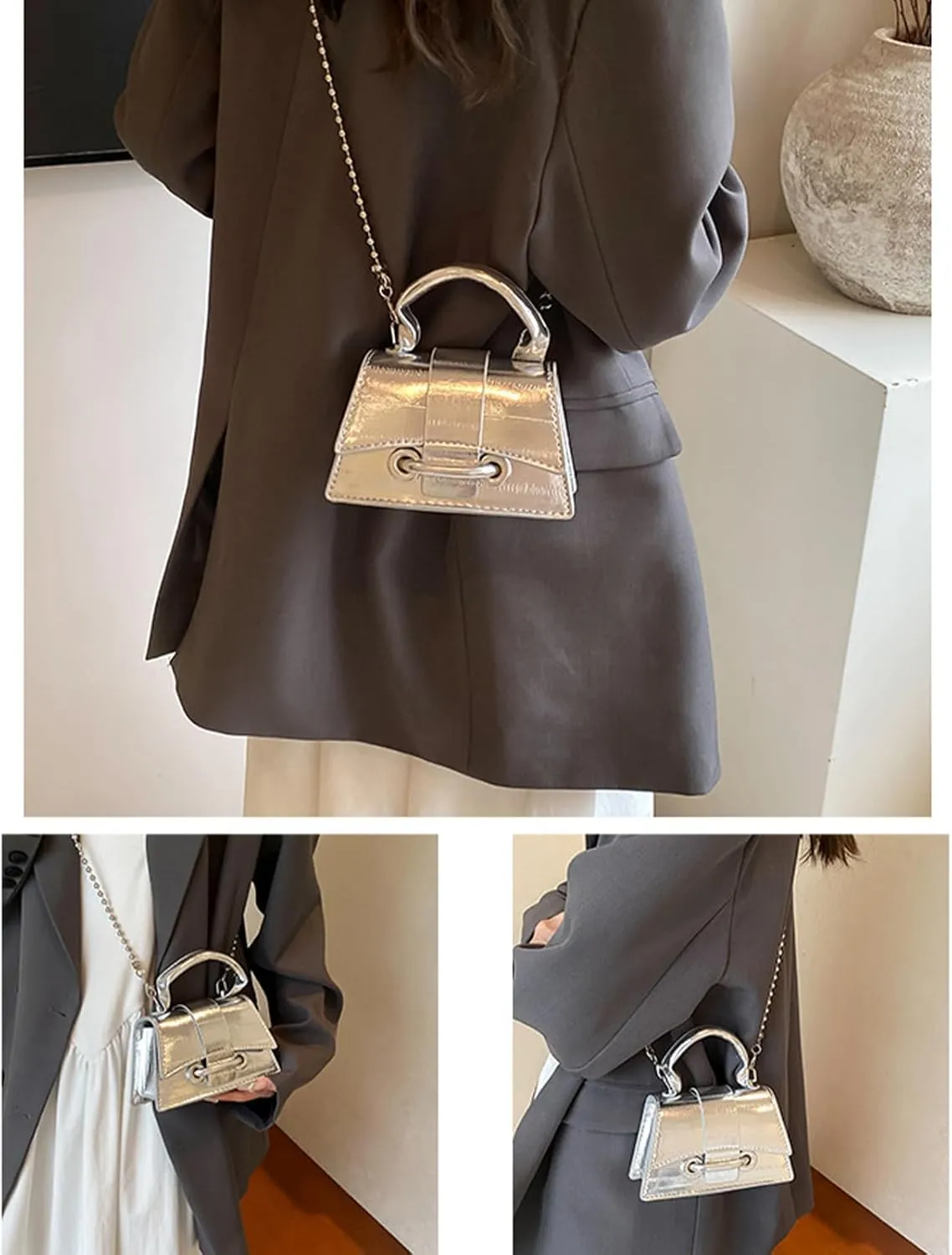 Y2K Top Handle Bag for Women, Stylish Mini Purses Crossbody Shoulder Bags, Clutch for Cocktail Party Prom
