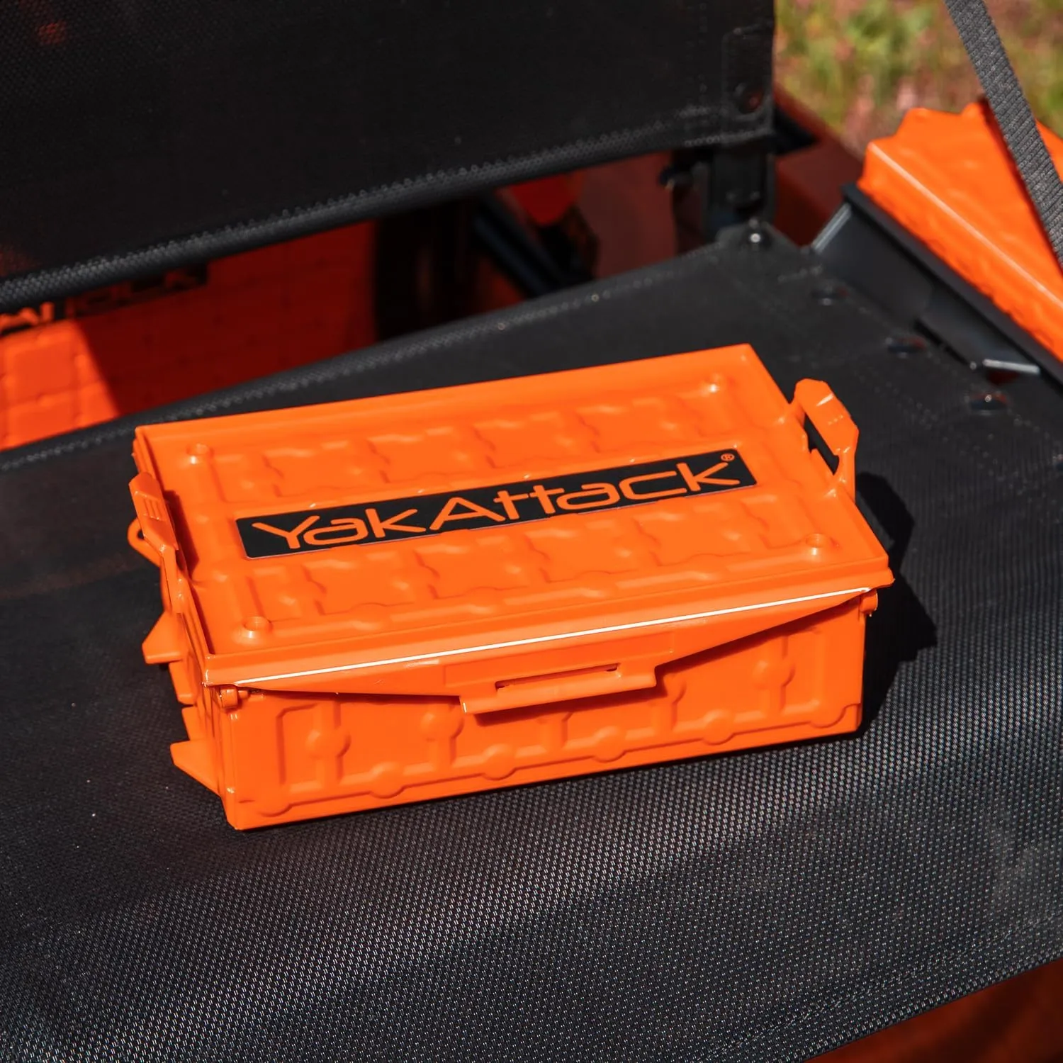 YakAttack TracPak Stackable Storage Box – YakAttack Orange | Kayak Fishing Gear Storage | Fits GearTrac & MightyMount | Kayak Accessories for Fishing Tackle & Tools | Compact 1 lb Weight