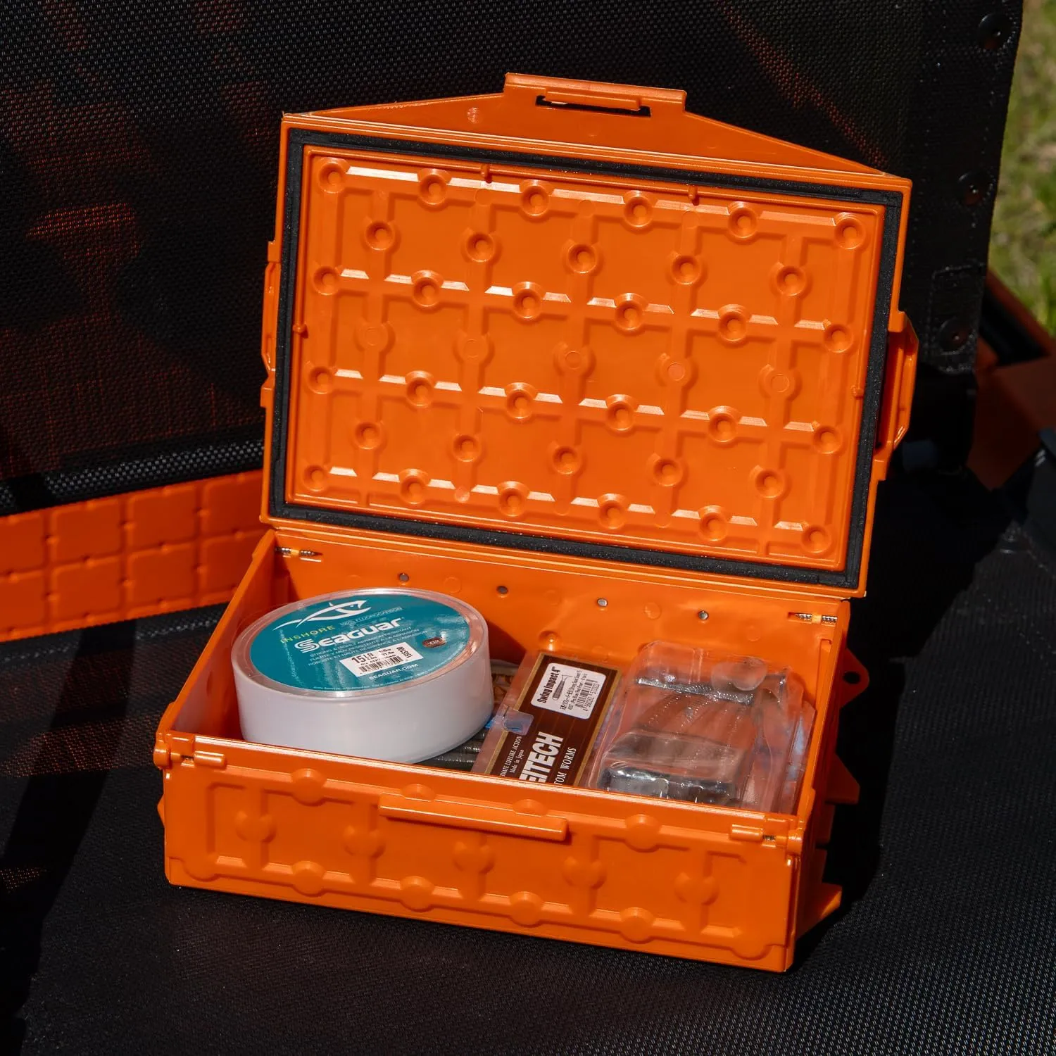 YakAttack TracPak Stackable Storage Box – YakAttack Orange | Kayak Fishing Gear Storage | Fits GearTrac & MightyMount | Kayak Accessories for Fishing Tackle & Tools | Compact 1 lb Weight