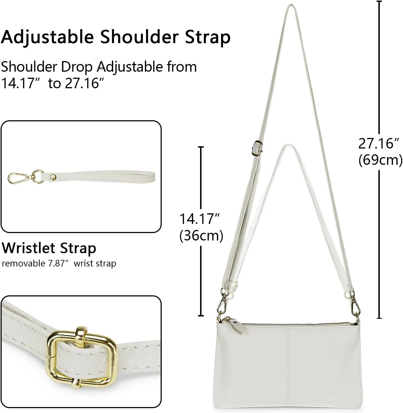 YALUXE Genuine Leather Wristlet Handbags Purses Cell Phone Pocket Clutch Wallet Crossbody Bags for Women