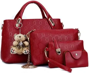 YAQUNICER Women Soft Synthetic PU Leather Metal Chain Tote Satchel Crossbody Shoulder Handbags Bear ornament Clutches