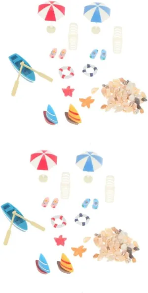 Yardwe 3 Sets Miniature Beach Ornaments Resin Boat Lounge Umbrella and Slippers for Mini House Sandbox Plant Decoration Present for