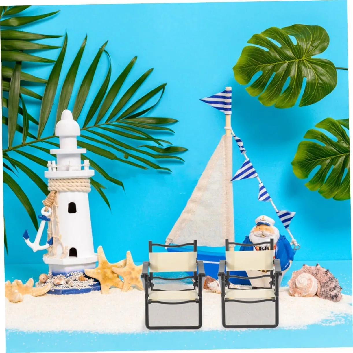 YARNOW 2sets 2pcs Miniature Beach Chair Foldable Doll House Accessories Vibrant Design for Outdoor Scenes and Beach Play Decor for Dollhouses 2pcs*2
