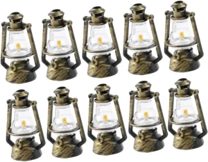 YARNOW 2sets Mini Doll House Kerosene Lights Retro Lanterns for Dollhouse Decor Accessories DIY Crafts and Miniature Home Decoration 10pcs*2
