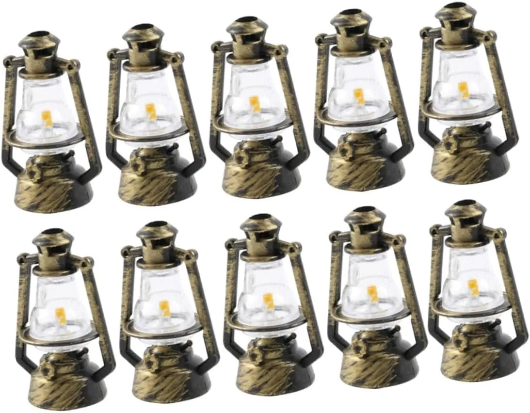 YARNOW 2sets Mini Doll House Kerosene Lights Retro Lanterns for Dollhouse Decor Accessories DIY Crafts and Miniature Home Decoration 10pcs*2