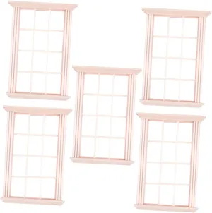 YARNOW 5pcs Window Frame Model Wood Doll Houses DIY Dollhouse Wooden Dollhouse Doll House Acceccories Dollhouse Furniture Window Miniature Window Frame Wood Miniature Window Ornaments Log