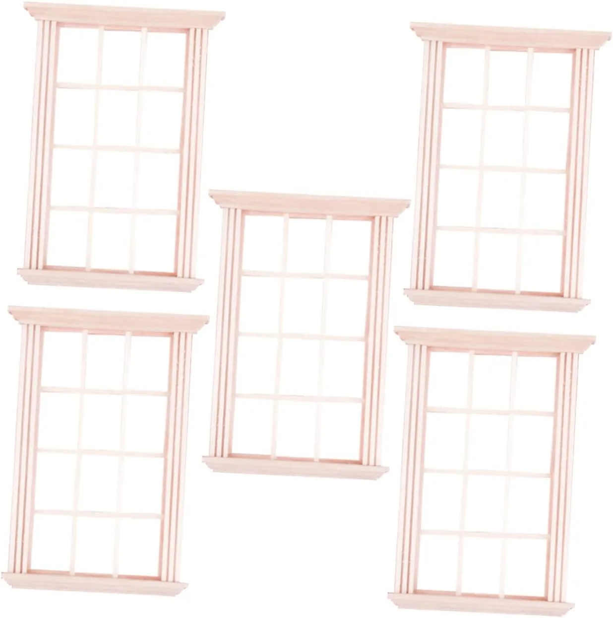 YARNOW 5pcs Window Frame Model Wood Doll Houses DIY Dollhouse Wooden Dollhouse Doll House Acceccories Dollhouse Furniture Window Miniature Window Frame Wood Miniature Window Ornaments Log